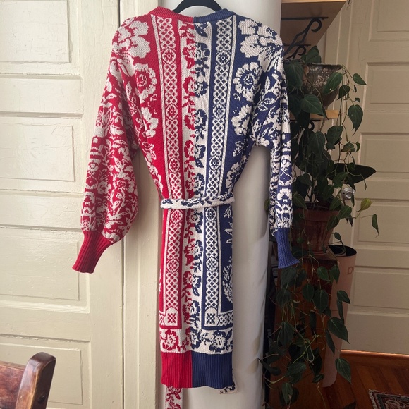 Farm Rio Garden Belted Cardigan Small Red & Blue - Picture 6 of 7